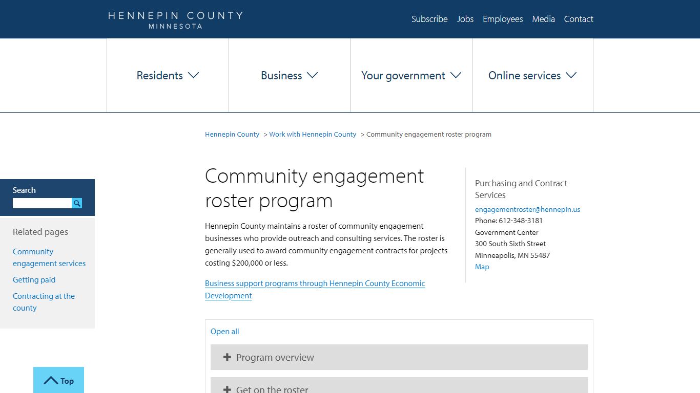 Community engagement roster program | Hennepin County